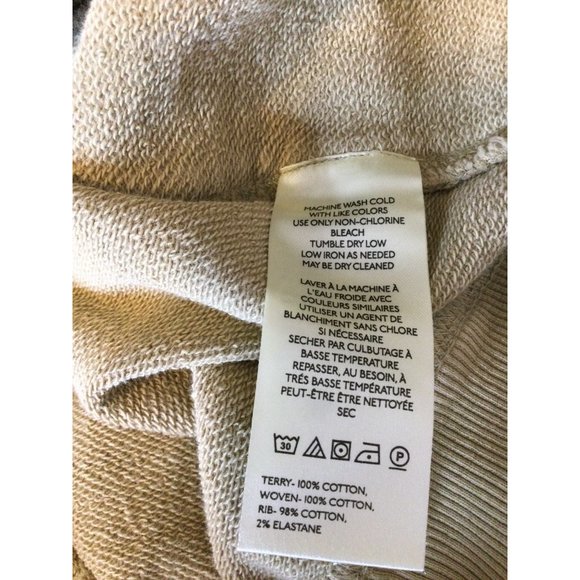 Free People Love Letter Hoodie Cropped Knit Top Sweatshirt Pullover Tan SZ S - Picture 7 of 7